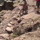 Riding your mountain bike down some mountain steps