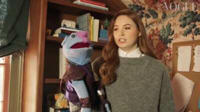 Karen Gillan shows off her nebula puppet