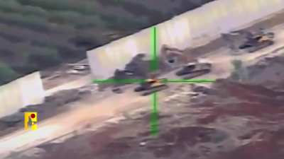 IDF military bulldozer targeted on the border wall of kfar kila