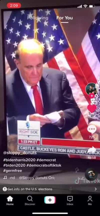 Speaking of Rudy, watch him go booger side out with his hanky all over his face.