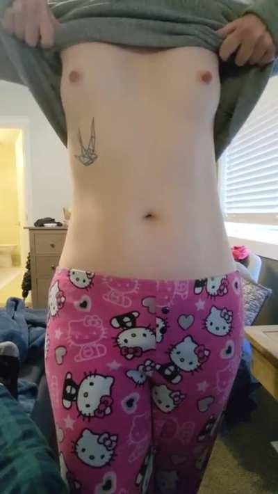 Will you forgive the hello kitty pjs because of the boobs?