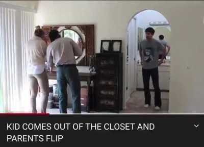 Kid comes out of closet AND THEN