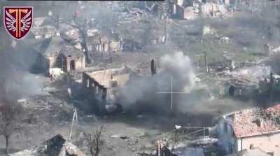 towards the direction of Bakhmut. The decimation of a Russian infantry unit by a strategically placed artillery blast from the Ukrainian Air Assault Force's 77th Airmobile Brigade