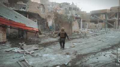 Iraqi golden division troops in a close combat with IS militants, Ramadi- Al bakr residential district, 2015.