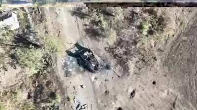 Russian drone tries and fails to intercept a Ukrainian hexacopter during a remote mining mission by dropping something on it [September 2024]