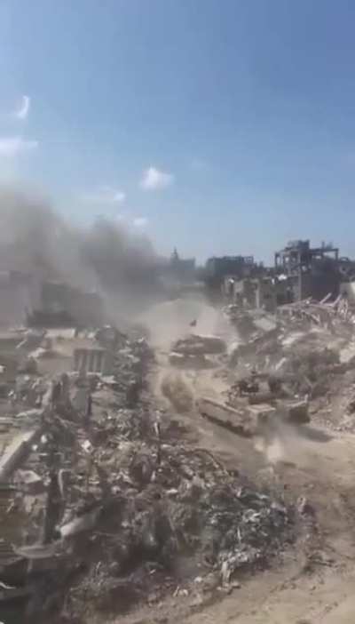 Israeli soldier's shares video showing the immense destruction being inflicted on Jabalia refugee camp in northern Gaza. They are ethnically cleansing, starving, tens of thousands of Palestinian civilians in the North right now.