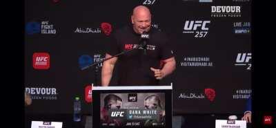 Dana White talking about illegal streamers during UFC 257 press conference