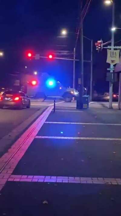 Military vehicle in downtown last night