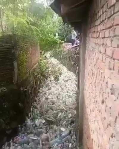 This river is completely filled with plastic