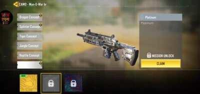 MAN OF WAR Gold, Platinum, and Damascus camos.