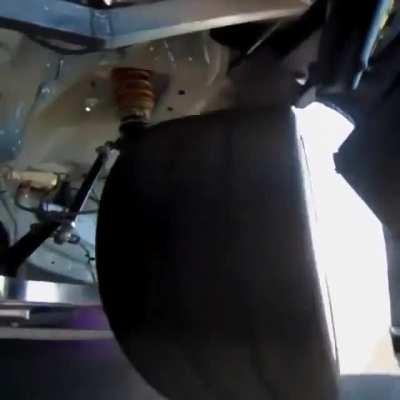 A drift cars suspension from the inside