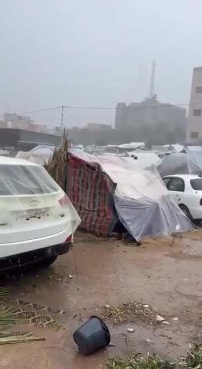 Heavy rain falling on the people of Gaza as they are in the open