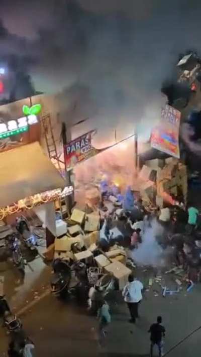 The moment crackers explode inside Hyderabad shop, panic erupts as shoppers flee in horror