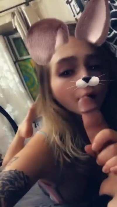 Tiny cute girl, PsyAdel goes down on his boyfriend on Snapchat