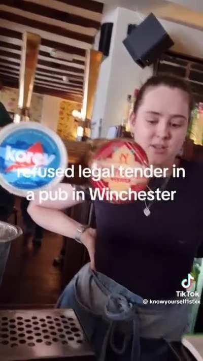 A pub in Winchester, England refuses to take customers cash