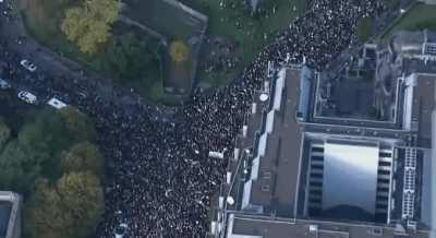 Hundreds of thousands of people come out in protest in favor of Palestine in London. This goes on for over 2 minutes. Things have shifted irreversibly. Link in comments