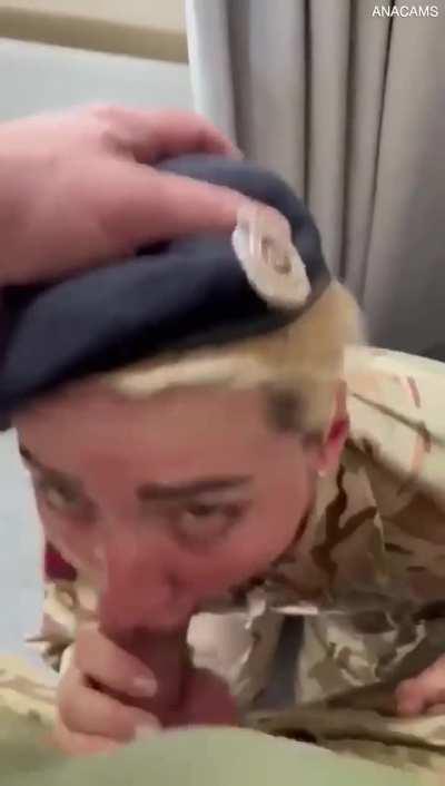 Army girl asked to give a blowjob to her superior