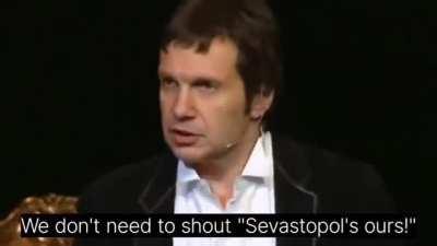 Vladimir Solovyov speaking at the Moscow Arts Theatre in 2008: A war against Ukraine would be “the most terrible crime you can think of”