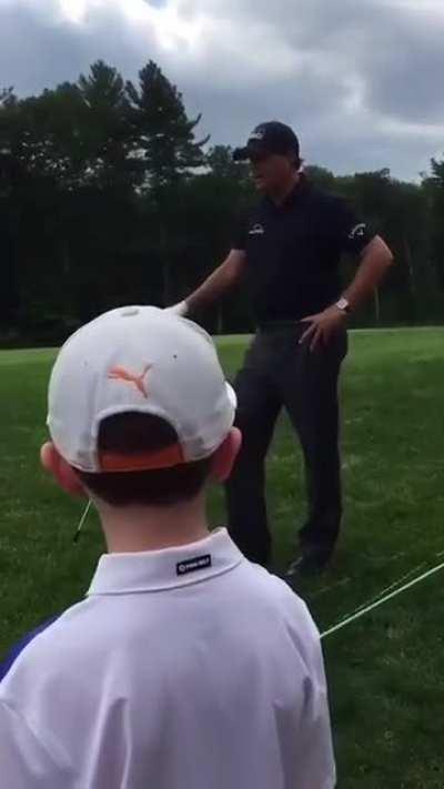 Golf Pro Phil Mickleson Gets A Tip From A Kid Before His Shot