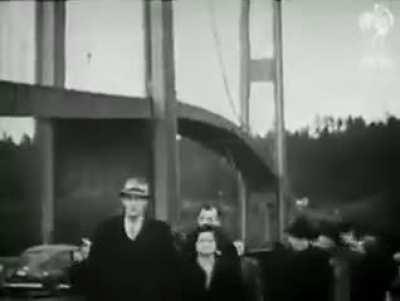 The collapse of the Tacoma Bridge caught on film, 1940