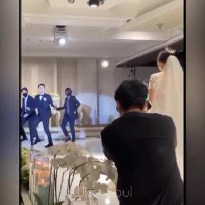 This man dances Dynamite on his wedding day