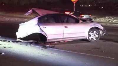 7-4-2020 wrong way driver gets hit by Fed Ex big rig.