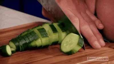 An Iranian chef chops a cucumber before the Islamic revolution (1972)