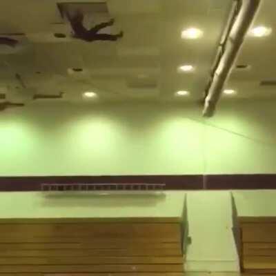 WCGW if a group of people yank someone up to the ceiling at full force