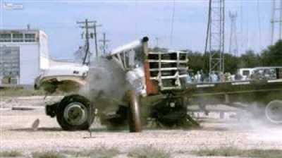 Collision physics of truck hitting the security barrier.