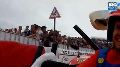 Seb and the famous red car.