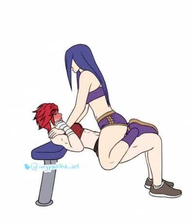 Caitlyn Helps Vi With A Workout [@iurypadilha_art]