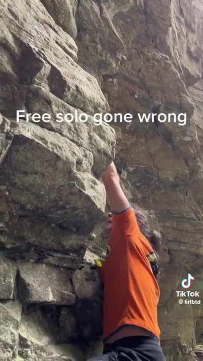 Scary moment caught on film while free climbing.