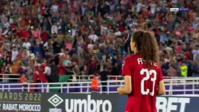 Rosella Ayane not realizing at first that she just scored the decisive penalty to send Morocco to the final of WAFCON for the first time in history!