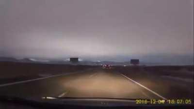 Meteor passing overhead turns night into day for a moment