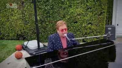 Elton John sings(?) &quot;I'm Still Standing&quot;, 2020