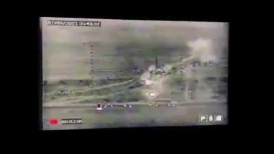 Ukrainian R-18 drone finds and quickly destroys a Russian tank by dropping shells on it