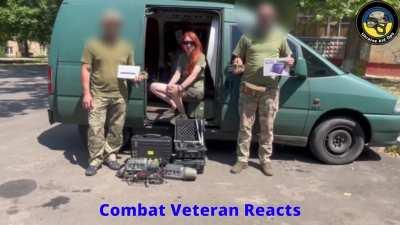 The Combat Veteran Reacts community protects the Lyut warriors! From our common fundraiser, Rima was able to deliver more life saving anti drone equipment to our Lyut warriors! 1 Multi frequency drone jammer, 2 Tiny SA Spectrum Analyzers, 2 Tablets and mo