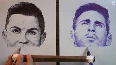 Drawing Ronaldo and Messi at the same time!