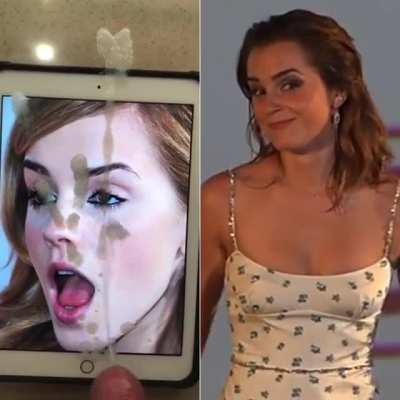 Emma Watson seeing herself get covered in thick cum