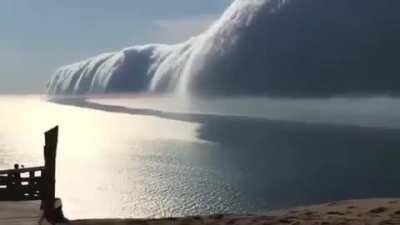 Tubular clouds formed over Lake Michigan