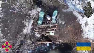 Work of the 59th Brigade of Armed Forces of Ukraine against an enemy dugout with infantry