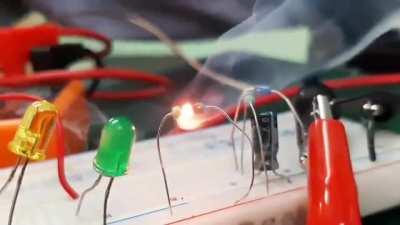 A resistor burning out by a overload