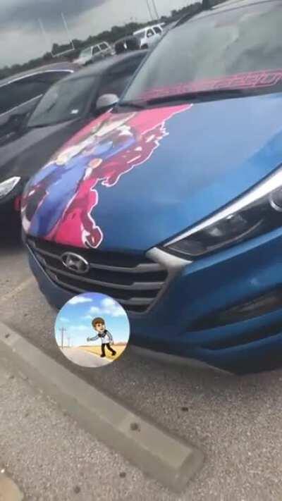 One of my teachers has a D.Va wrap on their entire car. I don’t know the teacher though. Sorry I had to blur their plates through Snapchat.