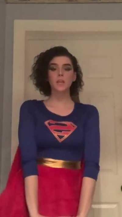 Julz cosplaying as supergirl.