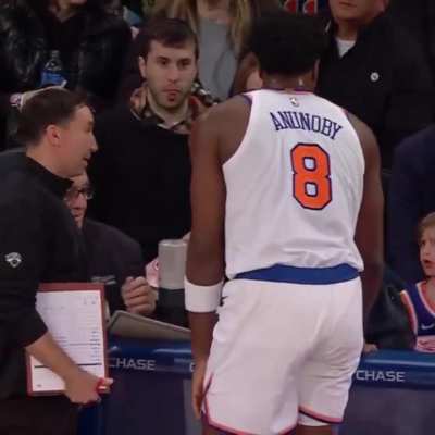 NY Knick's Anunoby accidentally runs into Anne Hathaway and her kid, spilling their popcorn