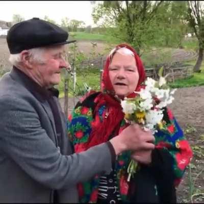 (just for laughs) Ukrainian couple celebrates 57 years of marriage.