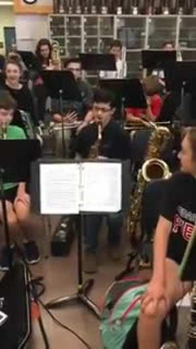 Kid nails flight of the bumblebee on sax