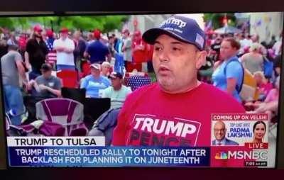 Trump rallygoer sans mask: “We had a friend who died from Covid.. But.. But..