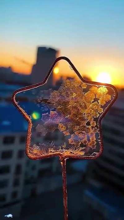 Thin film of soapy water freezes at -30°C creating beautiful shapes.