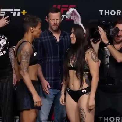 Amanda Lemos vs. Montserrat Ruiz - Weigh-in Face-Off - (UFC Fight Night: Makhachev vs. Moisés)